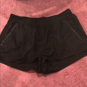 Black suede shorts